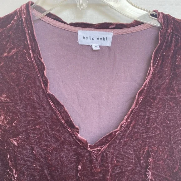 Bella Dahl Crushed Velvet Purple V Neck Tee - Picture 2 of 6